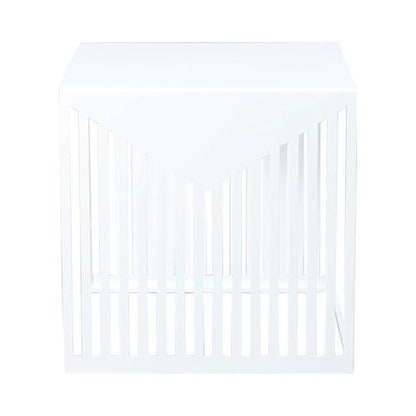 LeisureMod Mid-Century Design Square Side/End Table, Steel Powder Coated Finish, Perfect for Modern and Contemporary Living Space, White - color: White