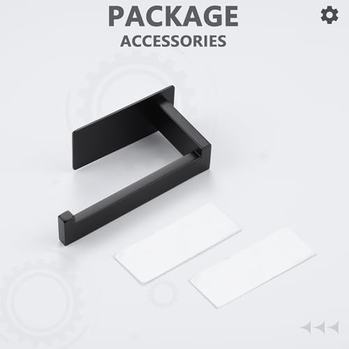 LANC Self-Adhesive Toilet Paper Holder, Matte Black Toilet Tissue Holder Wall Mounted for Bathroom Kitchen Stick On Paper Roll Holder with No Drilling Rustproof Stainless Steel, Left Rod A8307MB-LF - color: Matte Black, size: Left Hand(Adhesive)