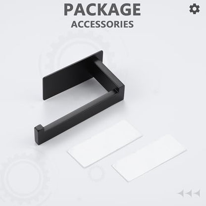 LANC Self-Adhesive Toilet Paper Holder, Matte Black Toilet Tissue Holder Wall Mounted for Bathroom Kitchen Stick On Paper Roll Holder with No Drilling Rustproof Stainless Steel, Left Rod A8307MB-LF - color: Matte Black, size: Left Hand(Adhesive)