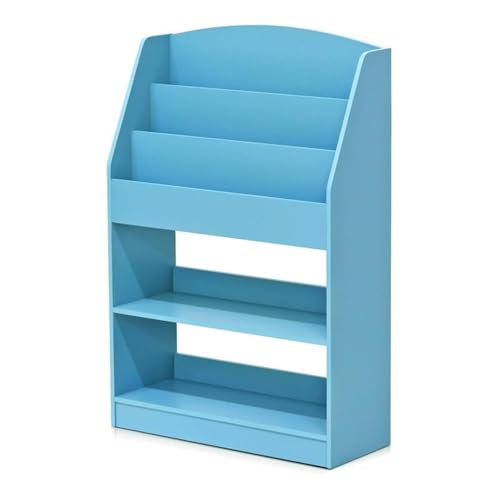 Furinno LOVA Book Shelf, 5-Tier Magazine Bookshelf, Bookcase with Open Shelves Storage, 9.4 x 24.6 x 37, for Living Room, Bedroom, Home Office, Light Blue - color: Light Blue, size: 5-Shelf
