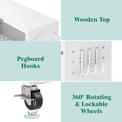 XYZLVSI Slim Storage Cart, Narrow Kitchen Rolling Cart for Small Spaces | 5.9" W skinny storage cart, 12.4" bottom metal utility cart with 360° swivel wheels for bathroom/laundry, slim shelf, white - size: 5.9IN-White