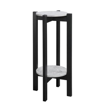 Convenience Concepts Newport Deluxe 2 Tier Plant Stand 14.75" - Modern Industrial Plant or Vase Display Stand for Living Room, Office, Den, Hallway, Faux Cement/Black - color: Faux Cement/Black