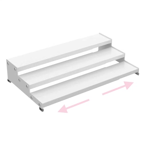 Step Can Organizer, Metal Tiered Spice Rack for Kitchen Counter, 3-Tier Storage Shelf for Canned Food （1Pack/White/Without holes - color: White/Without holes