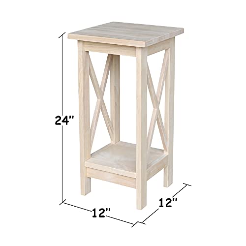 International Concepts Plant Stand, 24 inch, Unfinished - color: Unfinished, size: 12 inch W x 12 inch D x 24 inch H