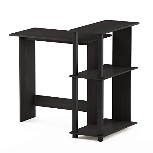 Furinno Abbott Corner Computer Desk with Bookshelf, Espresso/Black - color: Espresso/Black