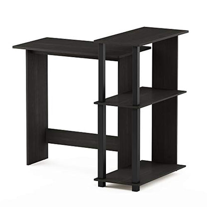 Furinno Abbott Corner Computer Desk with Bookshelf, Espresso/Black - color: Espresso/Black