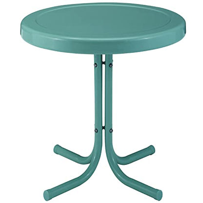 Crosley Furniture Griffith Weather Resistant Retro Metal Outdoor Side Table for Patio, Deck, Porch, Caribbean Blue - color: Caribbean Blue