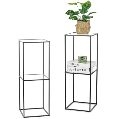 NUPTIO Pedestal Stand Centerpiece, 31.5", Black, 2 Tiers Panel, 2 Pcs | Flower Display Pedestal with Acrylic Panel, for Plant, Wedding, Home, Decoration - color: Black, size: 31.5" - 2 Pcs
