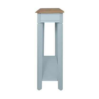 East at Main Console Table – 23.75” Wide Narrow Powder Blue Entryway Table with Storage & Shelf – Two Tone French Country Accent Table for Hallways, Foyers, Living Rooms and Small Spaces – Handcrafted