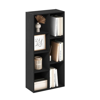 Furinno LUDER Book Shelf, 7-Cube Bookshelf, Bookcase with Open Shelves, 9.4 x 19.5 x 41.7, Easy Assembly, for Living Room, Bedroom, Home Office, Darkwood - color: Darkwood, size: 7-Cube, 9.4 x 19.5 x 41.7