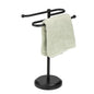 J&V TEXTILES Classical Steel Towel Rack Holder Stand with 2 Hanging Rings for Bathroom Vanity Countertops - Space Saving Hand Towel Holder (Matte Black) - color: Matte Black
