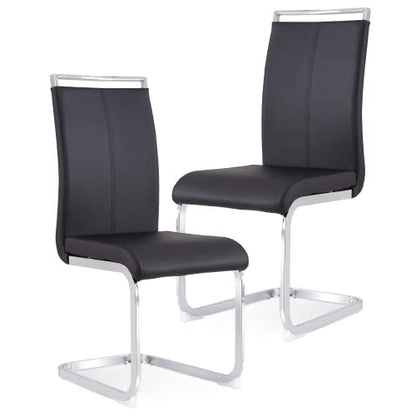 Baysitone Modern Dining Chairs Set of 2, Side & Kitchen Chairs with Faux Leather Padded Seat, High Back, for Dining, Kitchen, Living Room - Black - color: Black, size: Set of 2