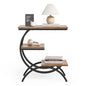 LITTLE TREE End Table, Narrow End Table with 3 Storage Shelves, Industrial C-Shaped Small Sofa Side Table for Living Room, Wood Slim Snack Table with Black Metal Frame, Oak - color: Oak