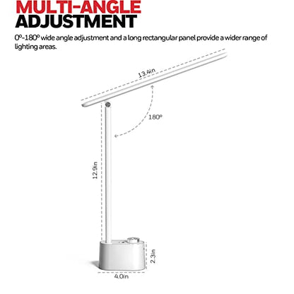 Honeywell HWT-H01 LED Desk Lamp, Foldable & Stepless Dimmable, White | Sunturalux Eye-Caring Desk Light with Charging Ports, Modern Table Lamp, Reading Lamp for Home Office Bedroom College Dorm - color: White