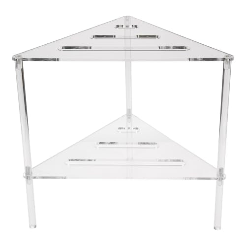 Acrylic Corner Shelf, 2 Tier Floor Shower Caddy & Anti Slip Shower Stool Clear Corner Shower Organizer for Bathroom Plant Stand for Bedroom Kitchen 13.39 x 12.20 x 11.81 Inch