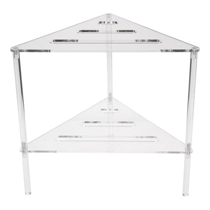Acrylic Corner Shelf, 2 Tier Floor Shower Caddy & Anti Slip Shower Stool Clear Corner Shower Organizer for Bathroom Plant Stand for Bedroom Kitchen 13.39 x 12.20 x 11.81 Inch