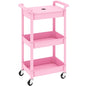 MIOCASA Utility Rolling Cart with Cover Top Board, 3-Tier Kitchen Storage Organization, Art Cart with Wheels for Office, Classroom, Livingroom, Kitchen, Bathroom, Pink, Plastic - size: 3-Tier, style: Pink