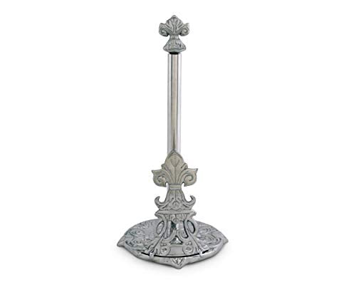 Arthur Court Designs Decorative Countertop Fleur-De-Lis French Paper Towel Holder - Aluminum Metal on Countertop 13 inch Standing Tall - size: 7 inches in diameter and 13 tall