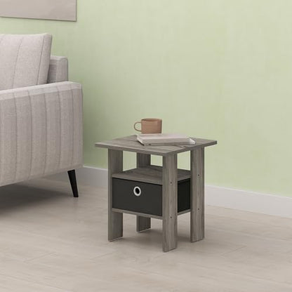 Ipoh End Table, Nightstand, Side Table with Bin Drawer for Small Spaces, Living Room, Bedroom, Olive Oak/Black - color: Olive Oak