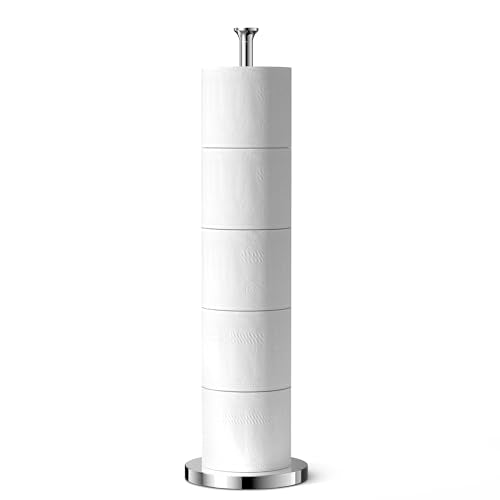 Toilet Paper Holder Stand(with Reserve Function), Free-Standing Spare Rolls Storage Holder, Stainless Steel, Modern Design - color: Chrome
