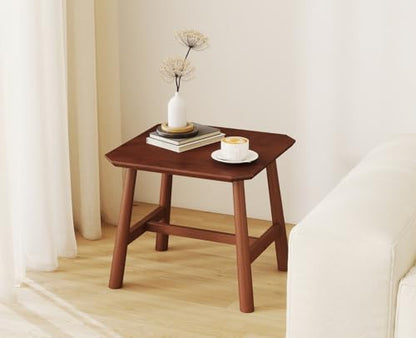 CIMOTA Solid Wood Side Table Modern Small Square End Table for Living Room Farmhouse Narrow Nightstand for Small Spaces/Bedroom/Office, Walnut Finish - color: Walnut