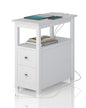 End Table with Charging Station, Side Table with 2 Drawer & USB Ports & Power Outlets, Nightstand for Small Spaces, Bedside Tables for Living Room White - color: White