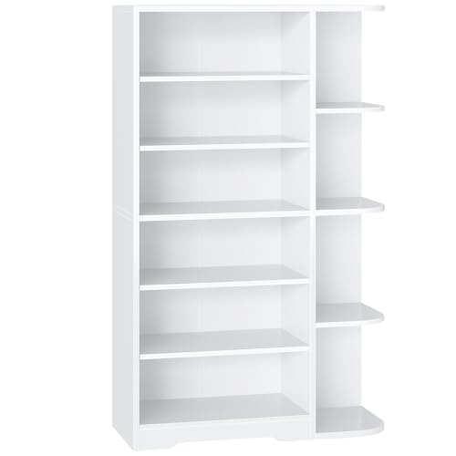 YATINEY Tall Shoe Rack, Multifunctional Shoe Cabinet with Open Storage, Entryway Shoe Organizer for Closet, 7-Tier Wooden Shoe Storage Closet with Adjustable Shelves, White SC02WT - color: White