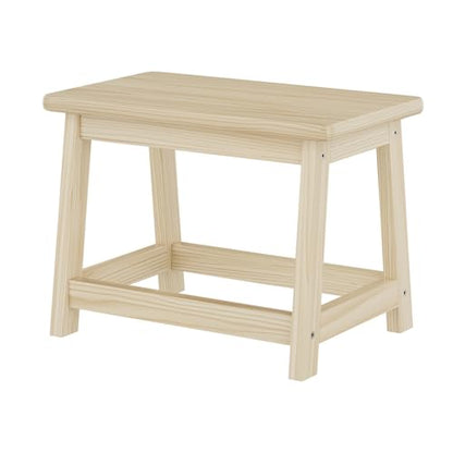 Wood Step Stool Small Stool Foot Stool Wooden Shoe Bench Side End Table | Small Sofa Foot Stool for Bathroom Living Room Bedroom Kitchen Entryway Modern Sturdy 16.5x11x11.8inchs (Natural) - color: Natural, size: Small