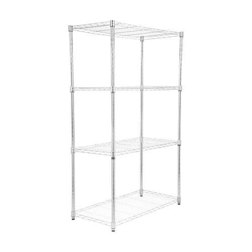 Whitmor 4 Tier Storage Shelves, Heavy Duty with Wheels, 400 lbs Capacity per Shelf, Max 1600 lbs Total, Adjustable Steel Organizer for Garage, Kitchen, Bathroom, 36" L x 18" W x 59" H, Chrome - color: Silver, size: 4-TIER,36" L x 18" W x 59" H(With Wheels