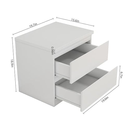 Nightstand with Drawers, Bedside Table with Drawers, Sofa Side Table Storage Cabinet, Night Stand for Bedroom Living Room (1, 2 Drawers White, 19.7" W×15.6" D×18.9" H) - color: 2 Drawers White