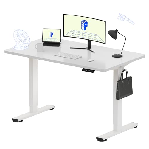 FLEXISPOT EN1 One-Piece Standing Desk, Electric Adjustable with 4 Memory Presets, 176 LBS Capacity, Stable & Quiet, Seamless Desktop for Home Office & Dual Monitors, 48"x24" White(White Frame) - color: White+white, size: 48x24"
