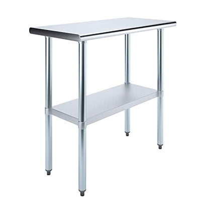 Commercial Stainless Steel Work Prep Table with Undershelf | 14" x 36" NSF Certified | Compact Food Prep for Kitchen, Restaurant, or Utility