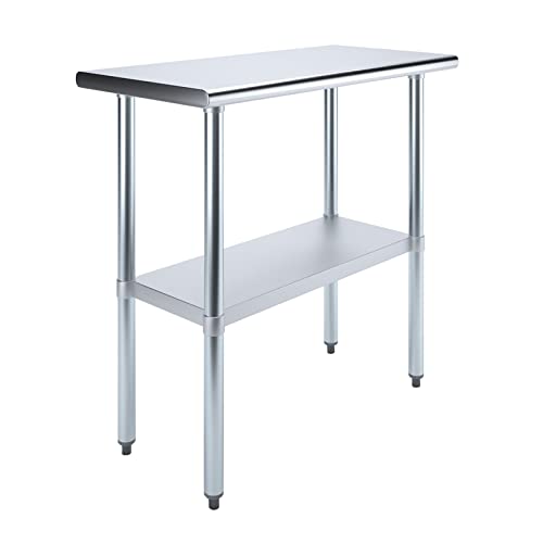 Commercial Stainless Steel Work Prep Table with Undershelf | 14" x 36" NSF Certified | Compact Food Prep for Kitchen, Restaurant, or Utility