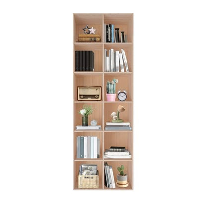12 Cube Storage Organizer, Solid Wood Cube Bookcase with Open Design, Modern Floor Standing Bookshelf for Home Office Libraries Study Room, Vertically or Horizontally, 70.9" x 12" x 24"