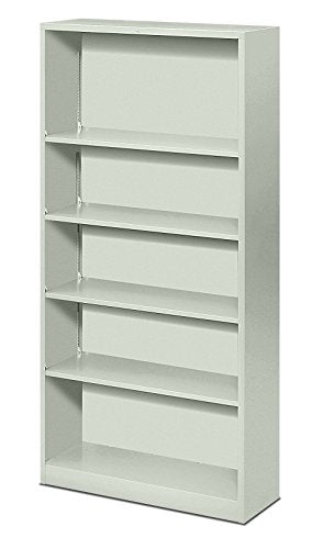 HON Metal Bookcase, 5 Shelves, 34-1/2 W by 12-5/8 D by 71 H, Light Gray - color: Light Gray, size: 5 Shelves