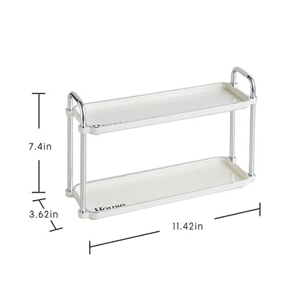 3.54 Inch Desktop 2-Layer Storage Rack | Countertop Storage Shelf for Bathroom, Kitchen, Living Room, Bedroom, Dressing Table,White - size: 3.54 Inch