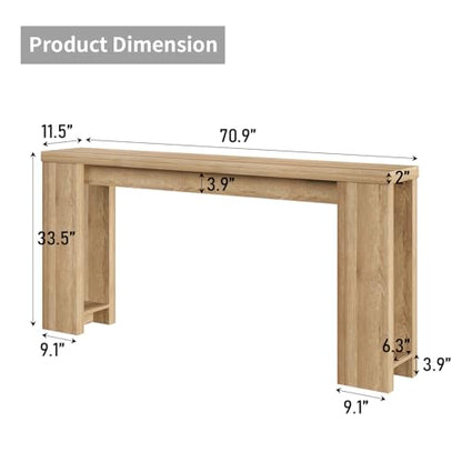 FUSOU 70.9'' Long Console Table, Sofa Table Behind The Couch, Farmhouse Entryway Table for Entryway, Living Room, Foyer, Hallway - color: Oak