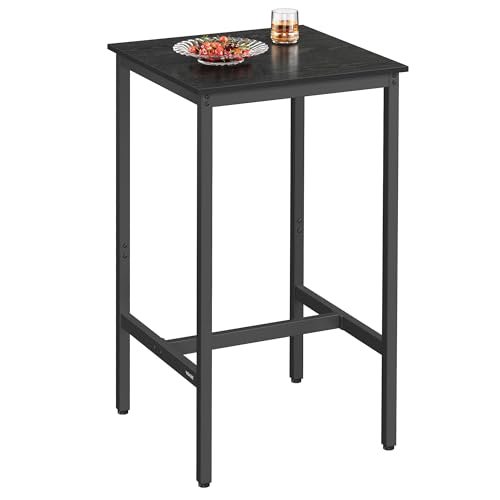 VASAGLE Bar Table, Kitchen Dining Table, High Top Pub Table, Bar Height Cocktail Table for Living Room Party, Sturdy Metal, 23.6 x 23.6 x 41.7 Inches for Narrow Spaces, Ebony Black and Ink Black - color: Ebony Black + Ink Black, size: 23.6"D x 23.6"W x 41