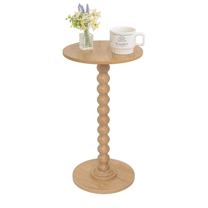 Fultyle Small Side Table, Drink Table for Small Spaces, Modern Martini Table with Solid Wood Leg, Round End Tables Living Room for Bedroom and Office (Rustic Walnut) - color: Rustic Walnut