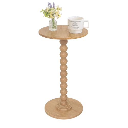 Fultyle Small Side Table, Drink Table for Small Spaces, Modern Martini Table with Solid Wood Leg, Round End Tables Living Room for Bedroom and Office (Rustic Walnut) - color: Rustic Walnut