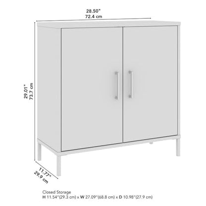 Bush Furniture Essence Low Storage Cabinet with Doors in White | Organizers and Shelves for Home Office Workspace, Living Room, Entryway, Bedroom, and Mudroom
