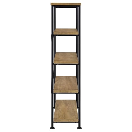 Coaster Home Furnishings - Analiese - Wood and Metal - 4-Tier Bookshelf with Open Shelves, X-Back Bracing, and Rectangular Frame - Home Office - 63-Inch - Mango - 802003 - color: Mango