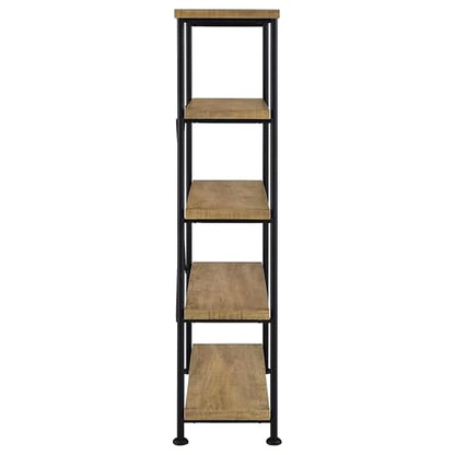 Coaster Home Furnishings - Analiese - Wood and Metal - 4-Tier Bookshelf with Open Shelves, X-Back Bracing, and Rectangular Frame - Home Office - 63-Inch - Mango - 802003 - color: Mango