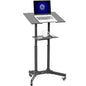 VIVO Black Mobile 24 x 16 inch Lectern Podium, CART-V03E | Height Adjustable, Tilting Desktop, Rolling Laptop Cart on Wheels, Steel Design, Holds 44 lbs - color: Black