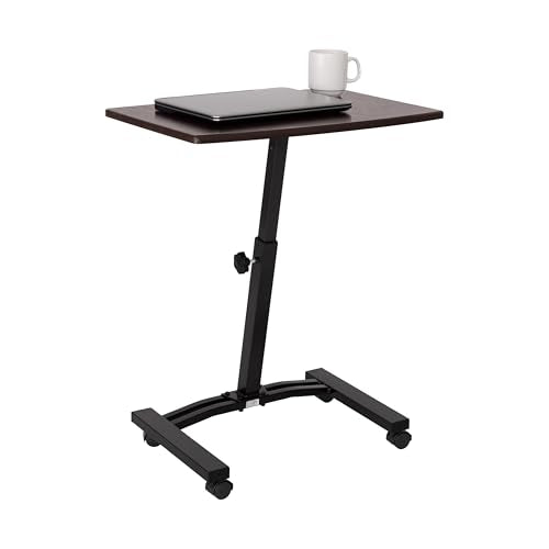 Seville Classics WEB162 Mobile Laptop Computer Desk Cart Height-Adjustable from 20.5" to 33", Slim, Walnut - color: Walnut, size: Flat (24") (NEW MODEL)