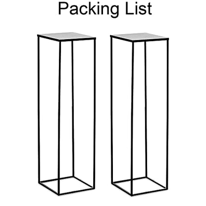 Black Tall Plant Stand: 39.4in, With Metal Panel, Packs of 2 | Columnar Cube Shape, Easy to Assembly, Flowers Cakes Drinks Display Table Centerpieces for Wedding Party Event - color: Black-2PSC, size: 39.4 inches - 2 Pcs