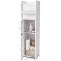 BorealBear Slim Bathroom Storage Cabinet with Toilet Paper Holder, Narrow Bathroom Cabinet for Small Spaces, Freestanding Organizer with Door & Shelves, Space Saving White Bathroom Cabinet