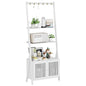 Bookcase with Drawers, 4-Tier Bamboo Bookshelf Ladder Shelf with 6 Hooks, 59.5"H x 24.8"L x 10.6"W, Tall Narrow Freestanding Standing Storage Organizer for Living Room, Office, Bedroom, White - color: 4-tier White