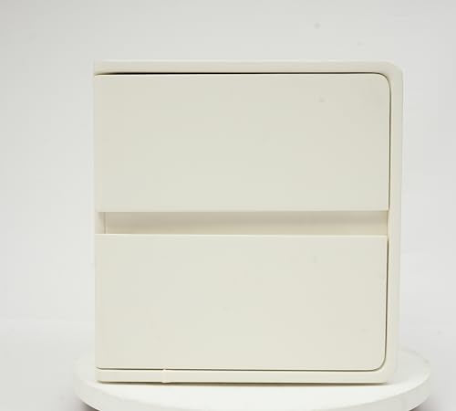 Minimalist Bedside Table with 2 Drawers, 17.71x15.74x18.5in Bedside Furniture, Nightstand No Assembly Needed Nightstand with Large Storage for Bedroom/Living Room, Beige (Left)