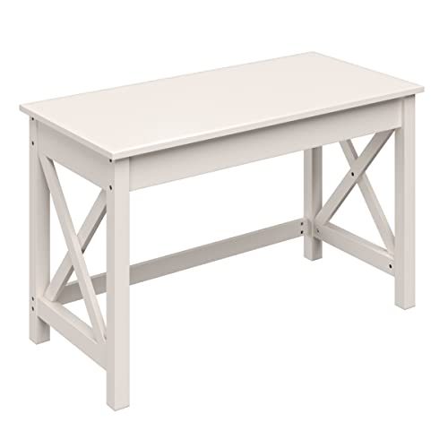 Lavish Home Writing Desk - Work Desk with X-Pattern Legs - for Office, Bedroom, Computer, or Craft Table - Home Office Desks (White) - color: White